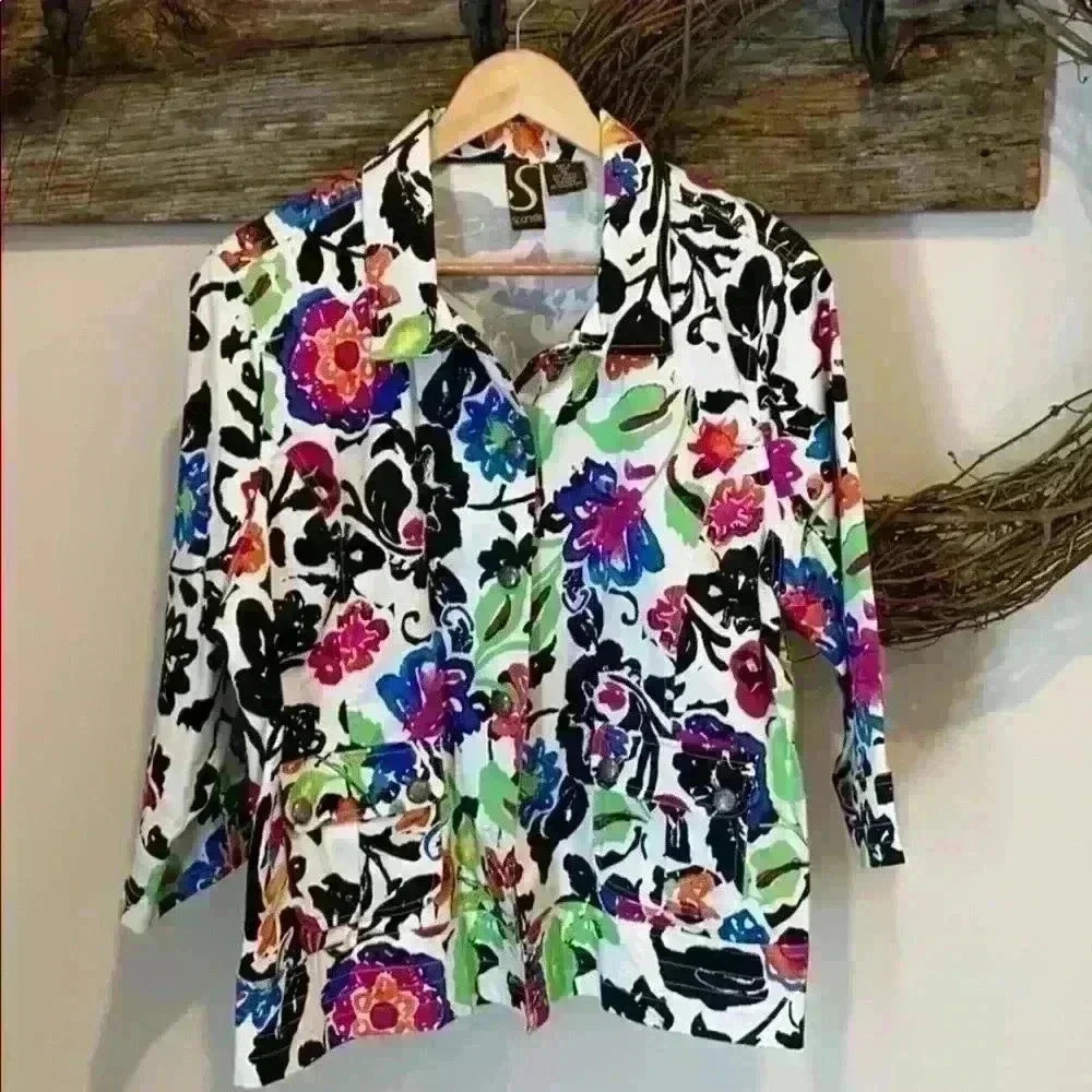 Sportelle floral print lightweight jacket, size XL